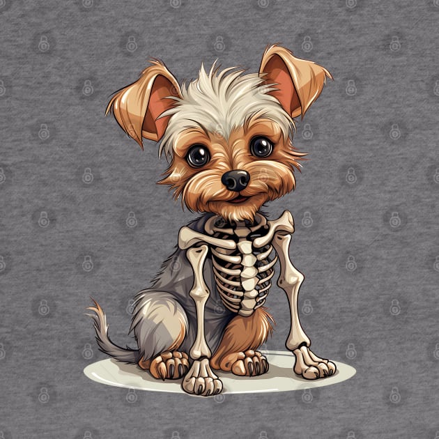 Skeleton Yorkshire Terrier Dog by Chromatic Fusion Studio